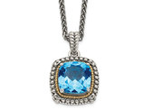 4.50 Carat (ctw) Swiss Blue Topaz Pendant Necklace in Antiqued Sterling Silver with Chain